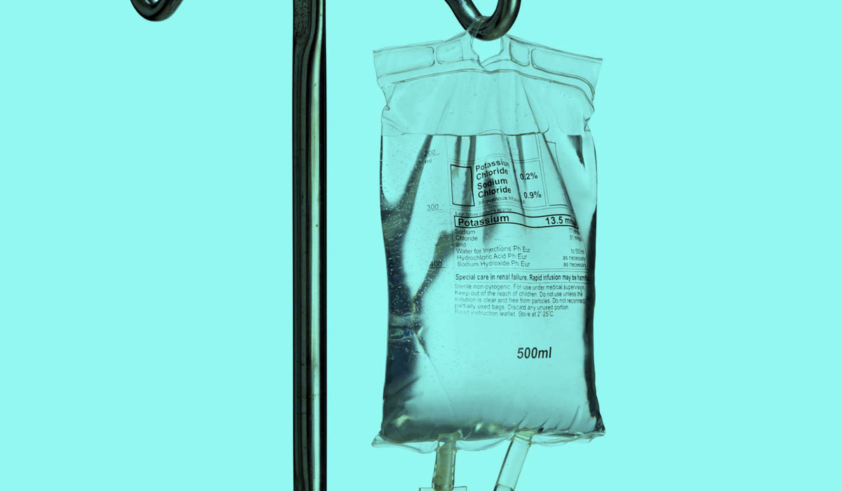 intravenous fluid in a hospital