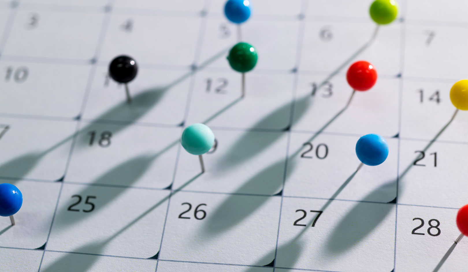 Calendar with pins in dates