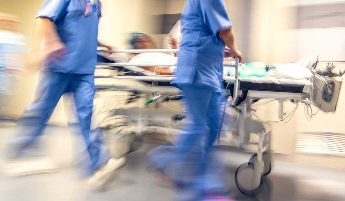 Emergency care patient on a trolly
